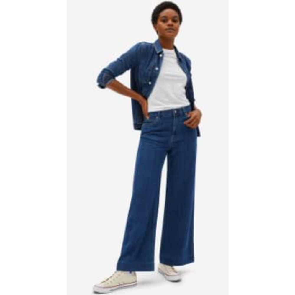 Everlane Organic Super Soft Summer High Rise Wide Leg Denim Jeans Blue Size 31